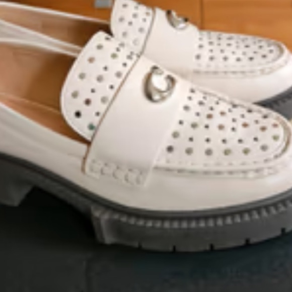 Coach Leela Chalk Studded Loafers - Sz. 10 - New in Box - Picture 5 of 8